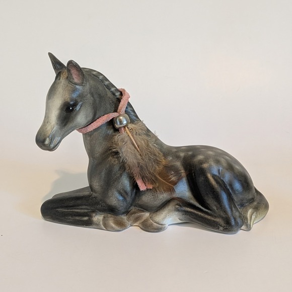 Other - Ceramic Laying Down Horse Foal Dapple Gray 3.5"